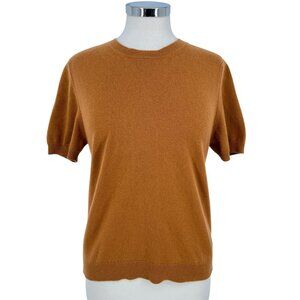 Neiman Marcus Cashmere Short Sleeve Sweater Brown Size Medium